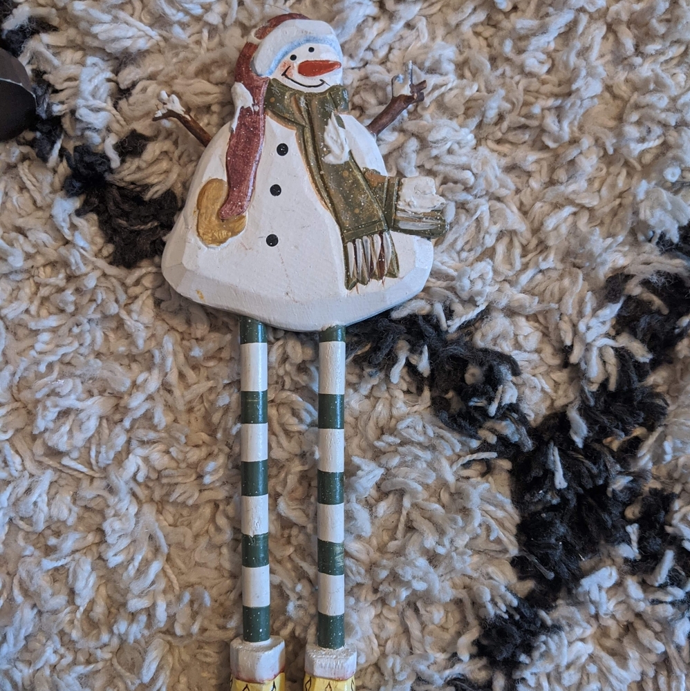 Vintage wooden Snowman Christmas Decoration